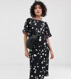 Another Reason Scoop Back Relaxed Midi Dress In Spot-black