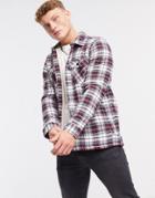 Threadbare Borg Lined Thick Check Shirt-white