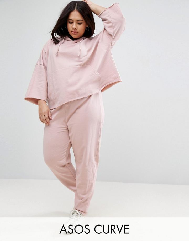 Asos Curve Raw Hem Sweatpant - Pink