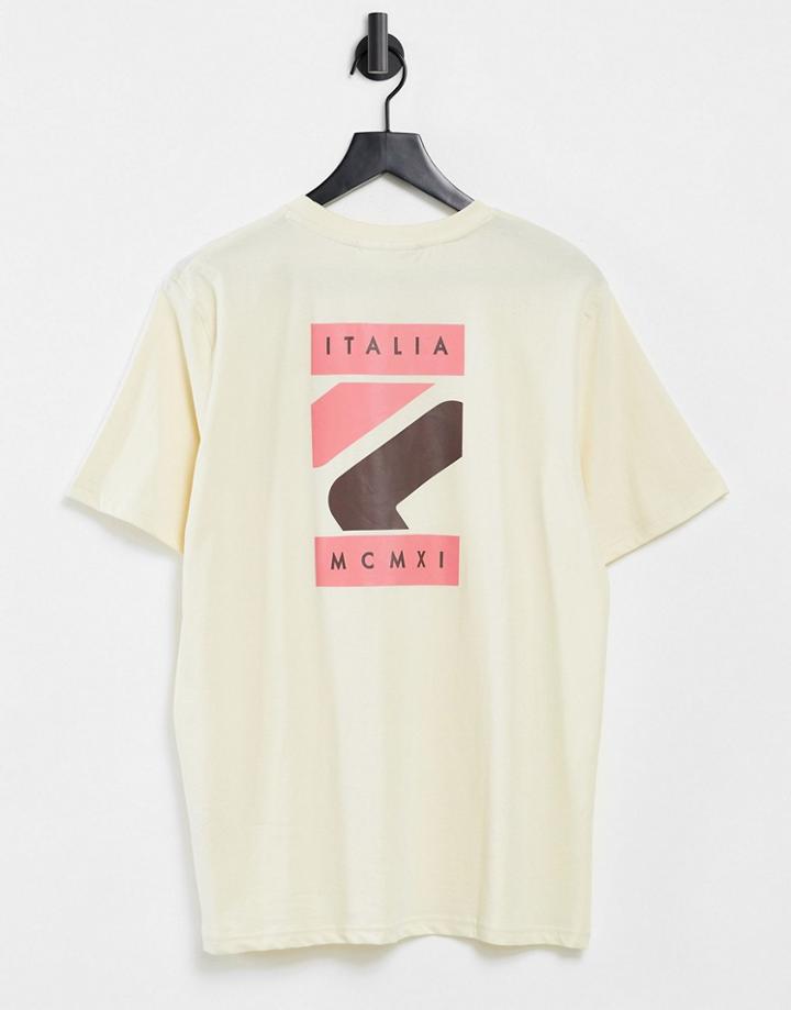 Fila Quartz Box Logo Backprint T-shirt In Beige-neutral