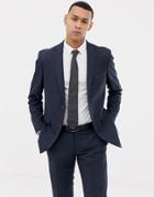 Esprit Slim Fit Suit Jacket In Blue Twisted Yarn - Blue