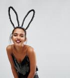 Ribbon & Asher Halloween Jewelled Bunny Ears Headband - Black