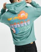 Asos Daysocial Oversized Hoodie With Back Graphic Print And Logos In Teal-green