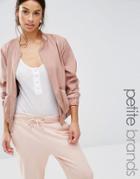 Missguided Petite Two Tone Satin Bomber Jacket - Tan