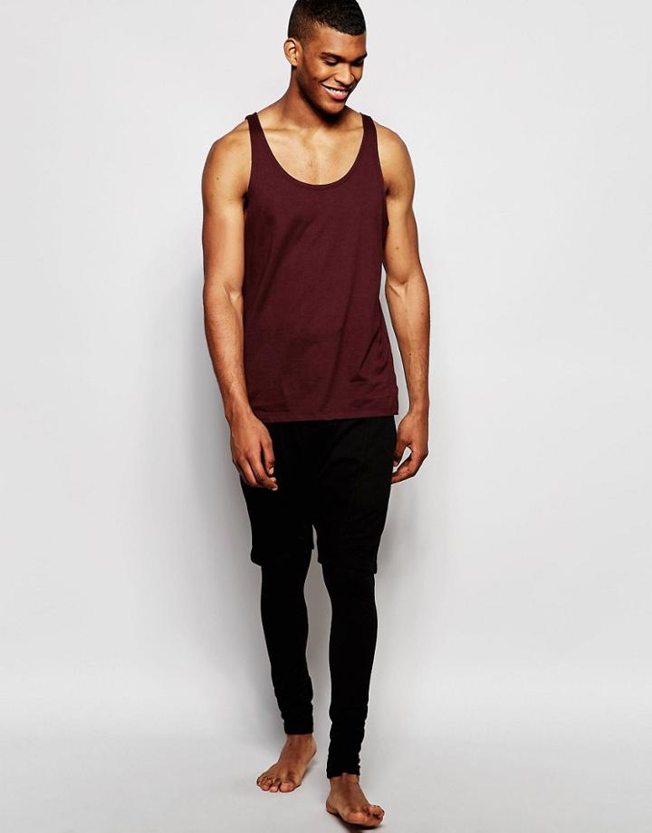 Asos Loungewear Drop Crotch Jersey Shorts With Megging In Black - Black