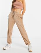 Na-kd X Rianne Meijer Velour Sweatpants In Beige - Part Of A Set-neutral