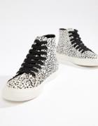 Asos Design District High Top Trainers In Leopard Print - Multi