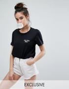 Adolescent Clothing Boyfriend T-shirt With Your Loss Babe Embroidery - Black