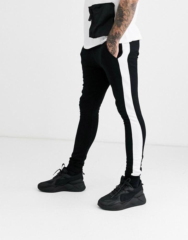 Asos Design Super Skinny Jogger With Side Stripe-black