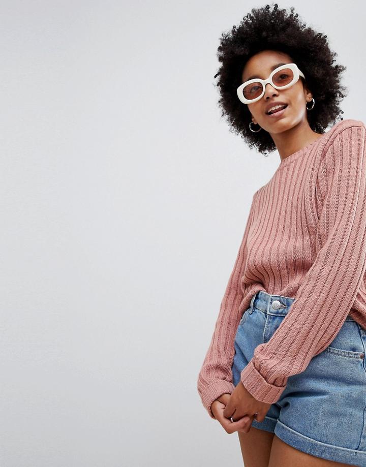 Brave Soul Fresh Ribbed Sweater - Pink