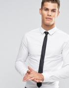 Asos Skinny Shirt In White With Black Tie Save - White