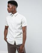Selected Homme Short Sleeve Shirt In Slim Fit With All Over Print - Cream