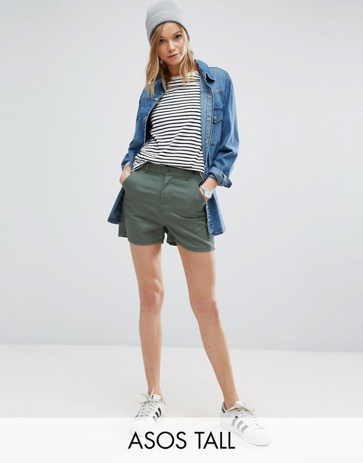 Asos Tall Chino Shorts - Green