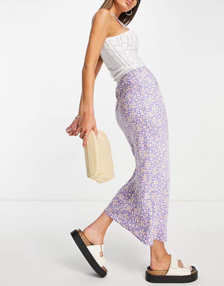 Topshop Daisy Jacquard Bias Midi Skirt In Lilac-purple