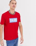 Calvin Klein Jeans Re-issued Boxed T-shirt In Red-gray