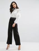 Miss Selfridge Satin Wide Leg Pant - Black