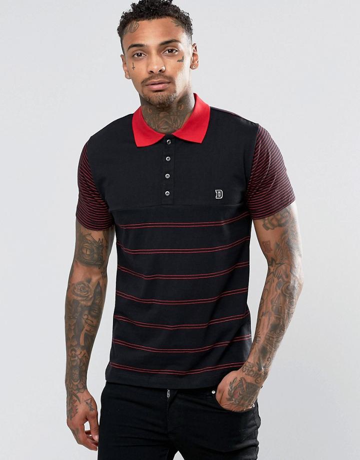 Diesel T-mother Jersey Stripe Polo - Black