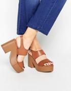 Pull & Bear Platform Heeled Sandal - Tan