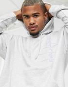 Asos Dark Future Set Oversized Hoodie In White Marl With Lilac Embroidery