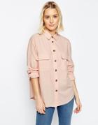 Asos Casual Shirt With Raw Edge - Pink