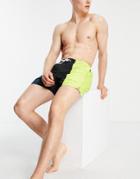 River Island Swim Shorts With Vertical Blocking In Black