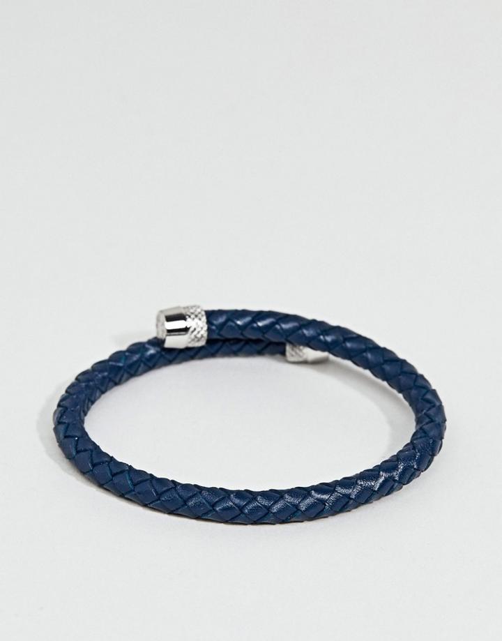 Ted Baker Scores Knurling Leather Bracelet In Blue - Blue