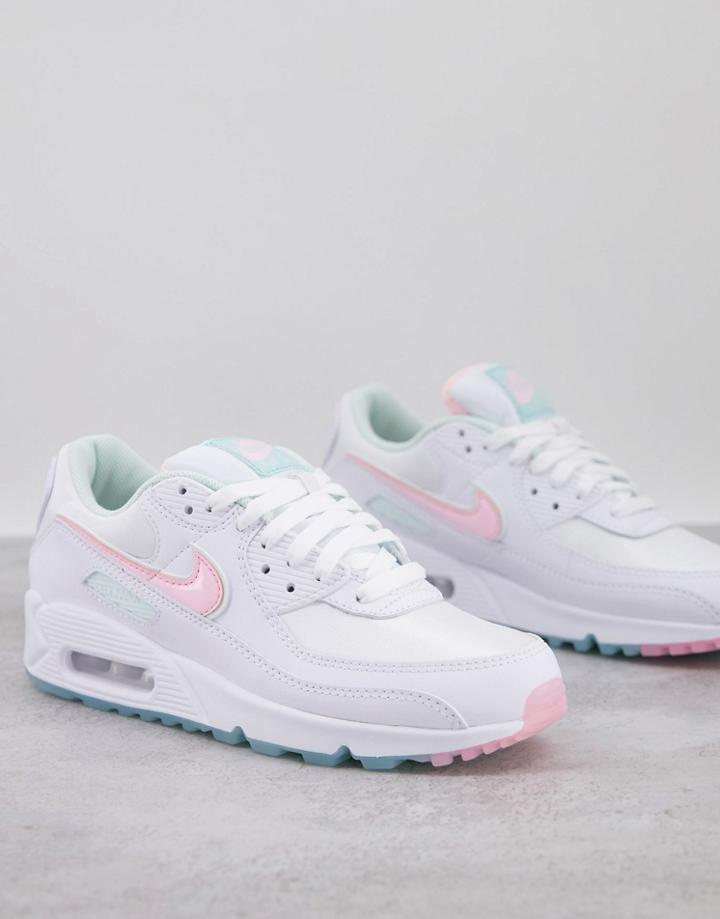 Nike Air Max 90 Sneakers In White/arctic Punch