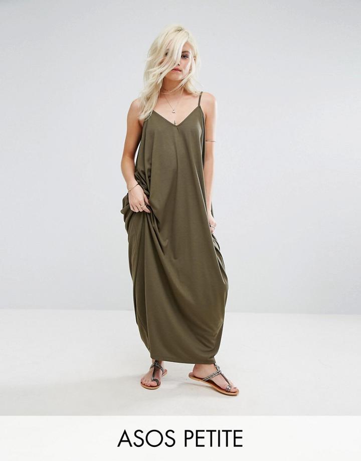 Asos Petite Drape Hareem Maxi Dress - Green