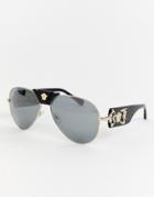 Versace 0ve2150q Aviator Sunglasses With Detachable Brow - Black