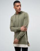Asos Muscle Hoodie With Side Zips And T-shirt Hem - Beige