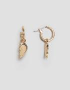 Asos Design Hoop Earrings With Broken Heart Charm In Gold - Gold