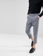 Asos Tapered Smart Pants In 100% Wool Harris Tweed In Light Gray Check - Gray