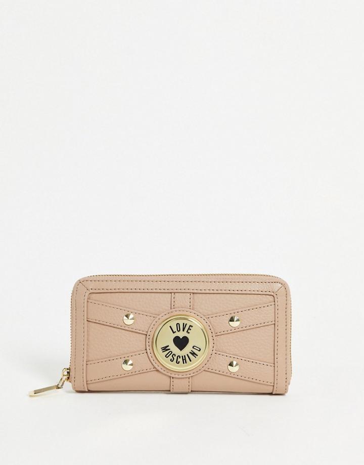 Love Moschino Stud Detail Wallet In Taupe-neutral