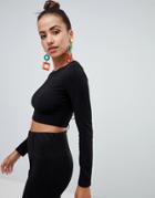 Prettylittlething Lace-up Back Detail Crop Top - Black