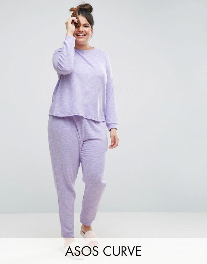 Asos Curve Lounge Sweat & Jogger Set - Purple