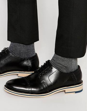 Frank Wright Brogues In Black Leather - Black