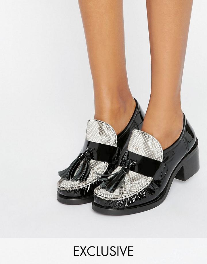 Office Marvel Snake Print Tassle Heeled Loafers - Multi