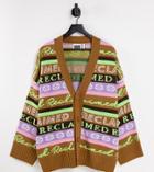 Reclaimed Vintage Inspired Unisex Branded Stripe Cardigan-multi