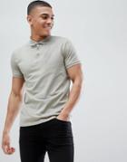Asos Design Polo In Jersey In Gray - Green