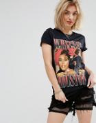 Whitney Houston Tour Retro Boyfriend T-shirt With Signature Print - Black