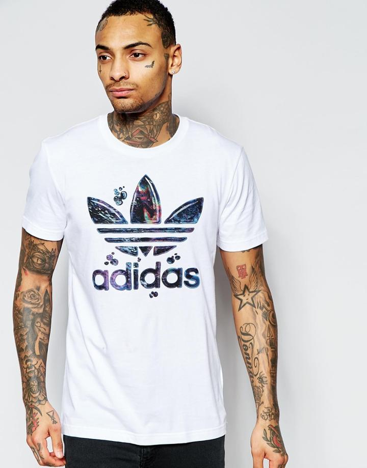 Adidas Originals T-shirt With Marble Trefoil Logo Aj7113 - White