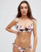 Asos Fuller Bust Blossom Floral Print Plunge Bikini Top Dd-g - Blossom Floral