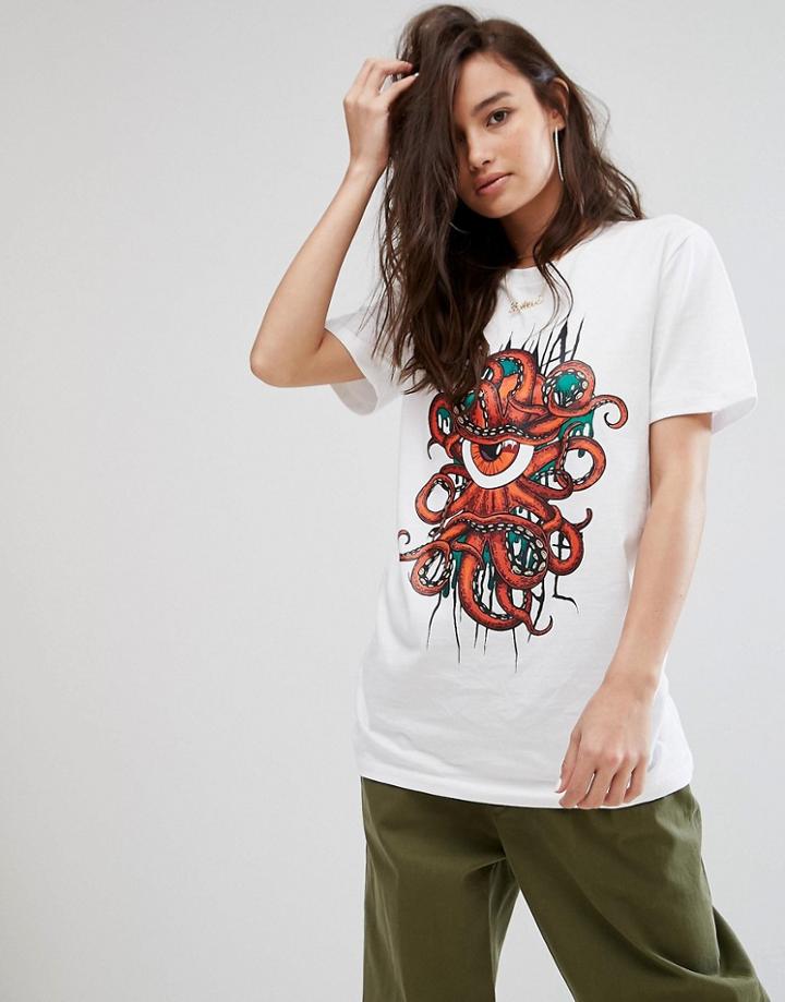 Criminal Damage T-shirt With Graphic Skate Print - White