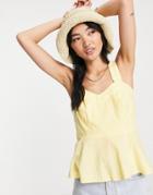 Y.a.s Cotton Sleeveless Blouse In Pale Yellow