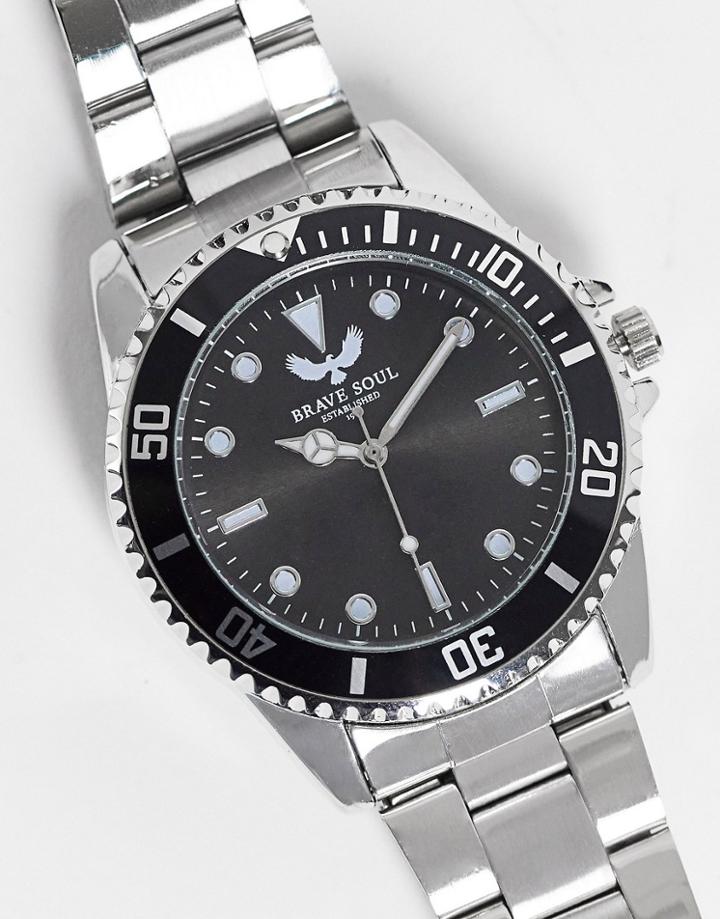Brave Soul Mens Watch In Silver With Black Dial