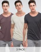 Asos T-shirt With Scoop Neck 3 Pack Save - Multi