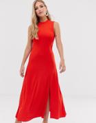 Y.a.s High Neck Maxi Dress-red