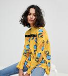 Reclaimed Vintage Inspired Top With Eyelet Trim In Floral Print - Yellow