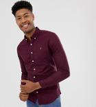 Farah Skinny Fit Button Down Oxford Shirt In Burgundy - Red