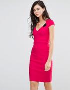 Vesper Pencil Dress With Notch Detail - Pink